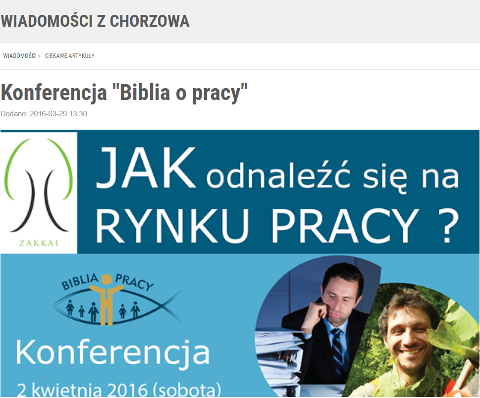 Mój Chorzów – Konferencja “Biblia o pracy”